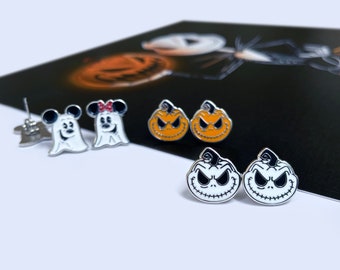 Various Halloween Earrings Mickey Ghost Earrings Minnie Ghost Earrings Jack Skellington Earrings Jack Pumpkin Earrings White Pumpkin Jack