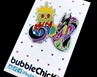 Disney Villains Bow Hard Enamel Pin Ursula Pin Evil Queen Pin Maleficent Pin