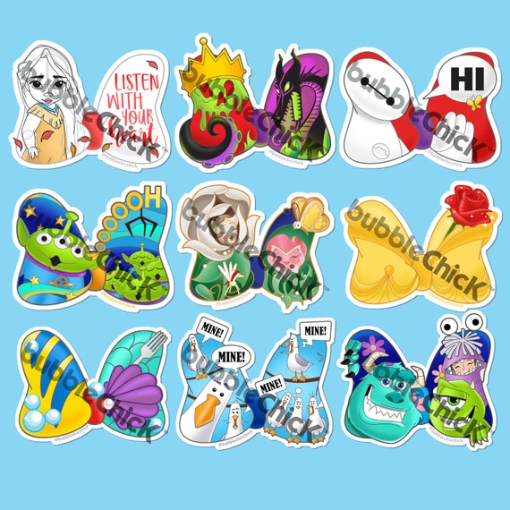 Disney Bows Stickers Monsters Inc Sticker Baymax Sticker Jack Skellington  Sticker Mine Sticker Alice Sticker Villains Sticker Belle Sticker - Etsy