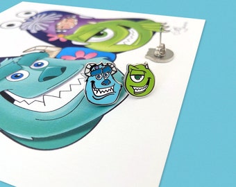 Monsters Inc Earrings Mike and Sully Earrings Monsters Incorporated Earrings Disney Stud Earrings