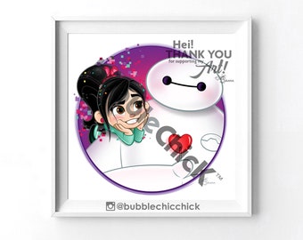 Vanellope and Baymax Art Print Sugar Rush Art Print Wreck it Ralph Art Print Big Hero Six Art Print Disney Mashup Art Print