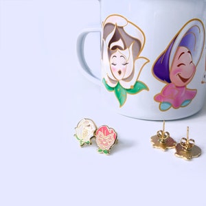 Alice in Wonderland Earrings Alice Flowers Earrings Pansy Earrings White Flower Earrings Disney Stud Earrings