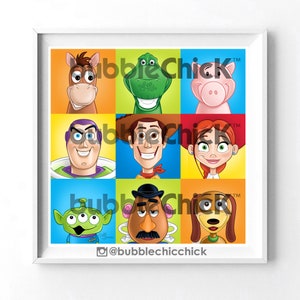 10"x10" Toy Story Portraits Art Print Buzz and Woody Art Prints