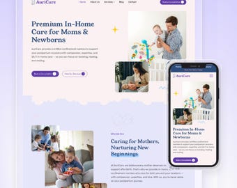 Wix Template For Nanny, Newborn Care, Postpartum Care, Babysitting, Daycare | High Converting Website | Auricare Website by Wix Studio