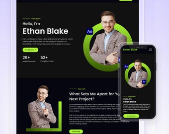 Wix Template For Portfolio Website, UI/UX Designer, Video Editor, Digital Marketer | High Converting Website | Ethan Blake by Wix Studio