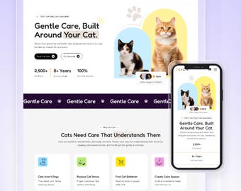 Wix Template For Pet Care, Cat Sitting,  Pet Sitting | High Converting Cat Care Landing Page by Wix Studio