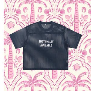 感情的に利用可能なジャージーベビーTシャツメッシュスポーティY2Kクロップトップレディース通気性ストリートウェアグラフィックシャツキュートで美しい重ね着アイテム