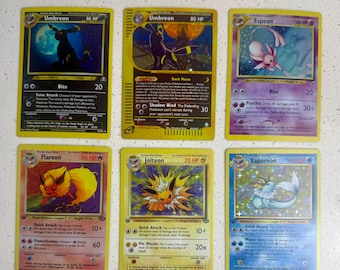 Umbreon Set med 6 Eeveelutions Holografiska Pokémon Proxy Replica Kort