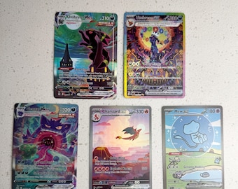 Zestaw teksturowanych kart Moonbreon Prismatic Bubble Mew z 5 pryzmatycznymi holograficznymi replikami kart Pokemon Proxy