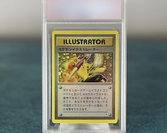 Japanse illustrator Pikachu, holografische pokemon-proxy-replicakaart met gradatie 8 of 8,5