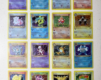 Shadowless 1:a upplagan Base Set 1-16 Holografiska Pokémon Proxy Replica Kort