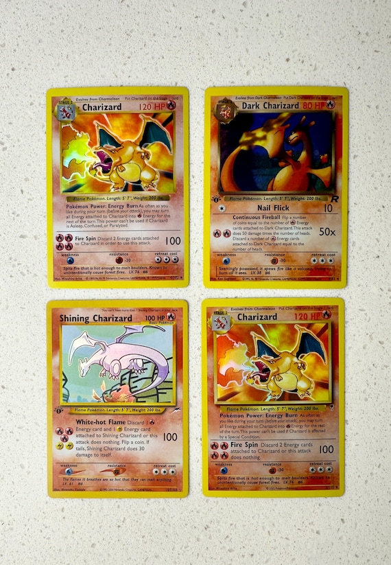 Classic Charizard Set of 4 Holographic Pokemon Proxy Replica Cards - Etsy