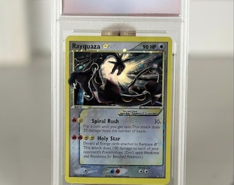 Gold Star Rayquaza Graded 10 Holographic Pokemon Proxy Replica Card
