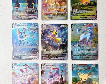 Moonbreon VMAX Eeveelutions set med 9 holografiska texturerade figurer
