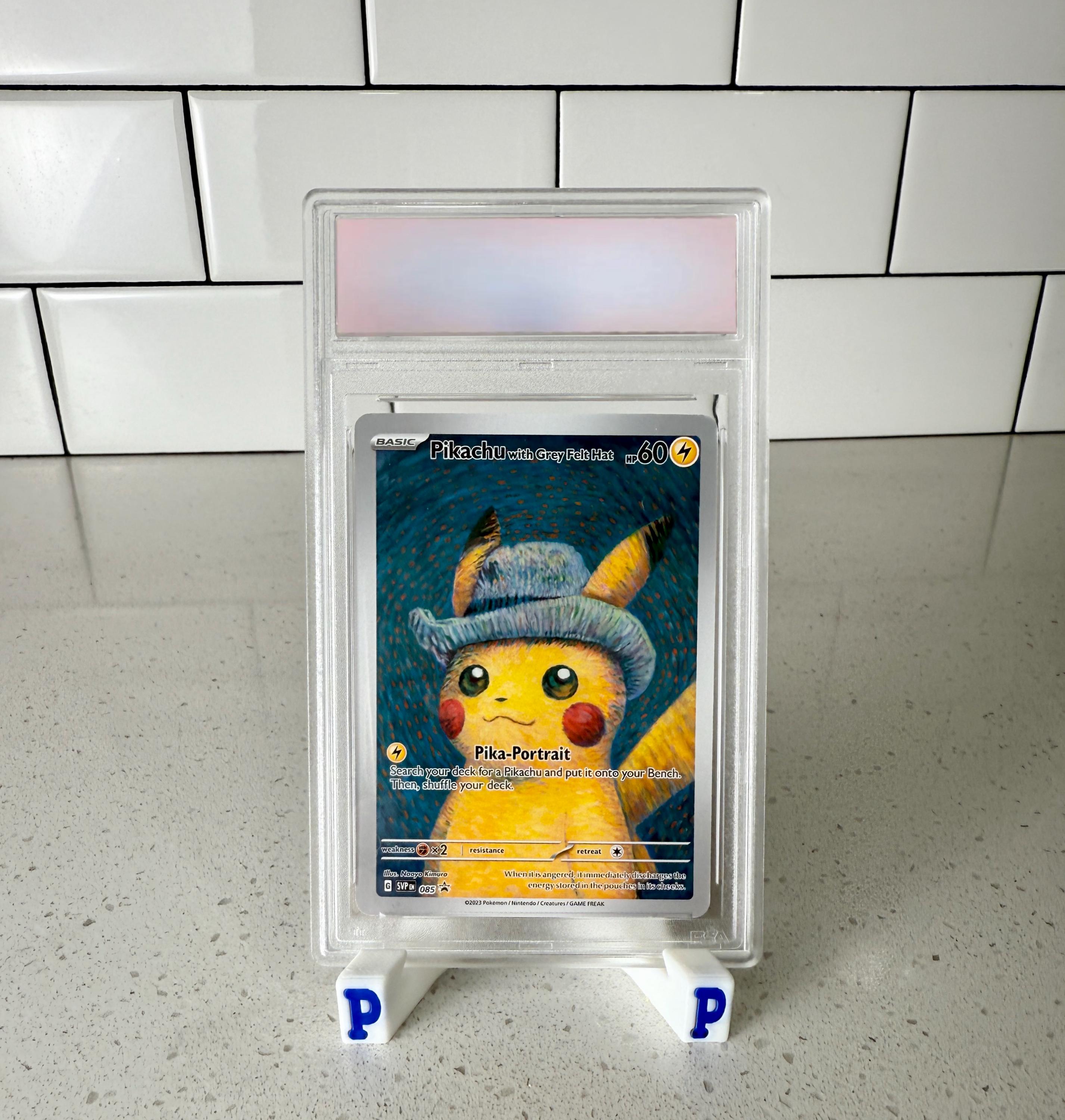Pikachu Felt Grey Hat Graded 10 Non-holographic Pokemon Proxy