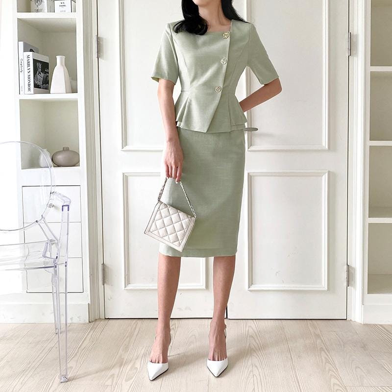 slim fit dress slacks Retro Stage Solid High Waist Bodycon Midi Pencil Dress Dark Green,XXL main image 0