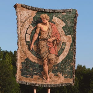 Coperta tessuta di Eracle, coperta in cotone con mitologia greca, arazzo jacquard con affresco classico