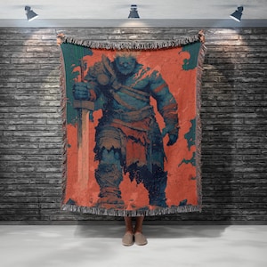 Coperta tessuta Surtr, coperta gigante del fuoco della mitologia norrena, arazzo jacquard nordico
