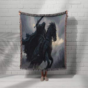 Coperta arazzo Gothic Dark Rider: coperta in tessuto fantasy medievale