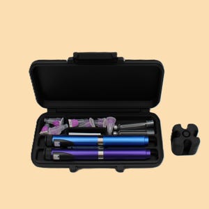 Dual (2) Pen Injection Travel Kit Case (Rugged 1 Latch Closure) (Black w/ Fractal Design)