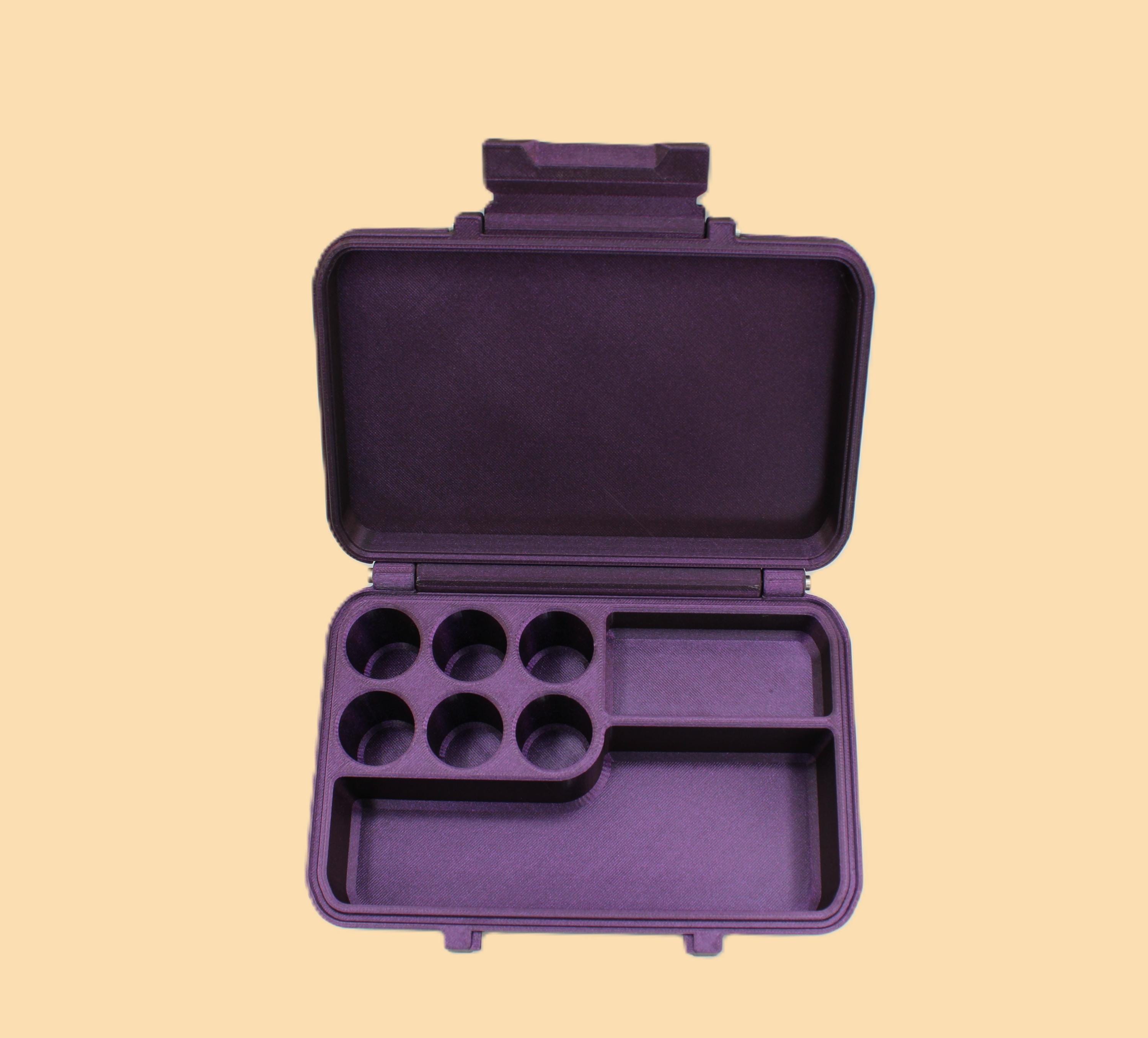 10ml 6 Vial Slim Storage Case W/ 1 30ml Slot, 1 Syringe/supplies