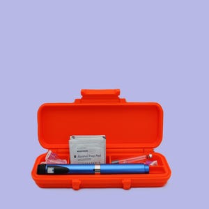 Single (1) Pen Injection Travel Kit Case (Rugged 1 Latch Closure) (Orange)