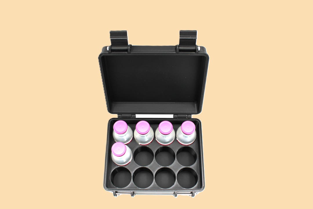 30ml 12 Vial Light Weight Storage Case (rugged 2 Latch Closure) (black ...