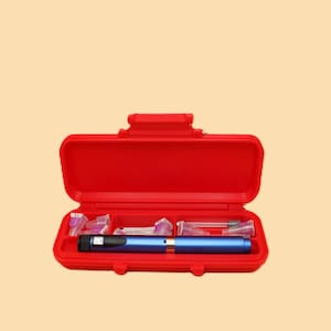Single (1) Pen Injection Travel Kit Case (Rugged 1 Latch Closure) (Red)