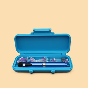Single (1) Pen Injection Travel Kit Case (Rugged 1 Latch Closure) (Cerulean Blue)