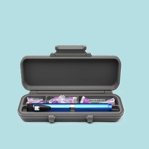Single (1) Pen Injection Travel Kit Case (Rugged 1 Latch Closure) (Gray)