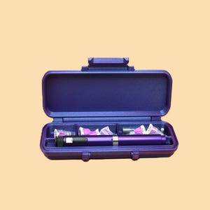 Single (1) Pen Injection Travel Kit Case (Rugged 1 Latch Closure) (Purple Nebula Sparkle)