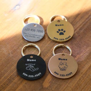 Personalized Pet ID Tag – Custom Dog or Cat Name Tag, Engraved Collar Tag