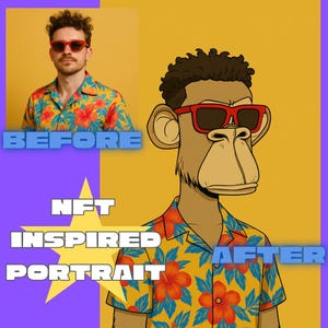 Custom NFT-Style Portrait | Bored Ape Inspired Avatar | Personalized Digital Art for Profile or Gift | Personal NFT Picture | Ape Club Style