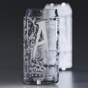 Full Wrap Custom Energy Drink Engraved Glass Can - Personalized Name & Pattern 16oz Glassware