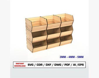 Stackable Storage Box – Laser Cut Template svg dxf pdf cdr for 3mm 4mm 5mm