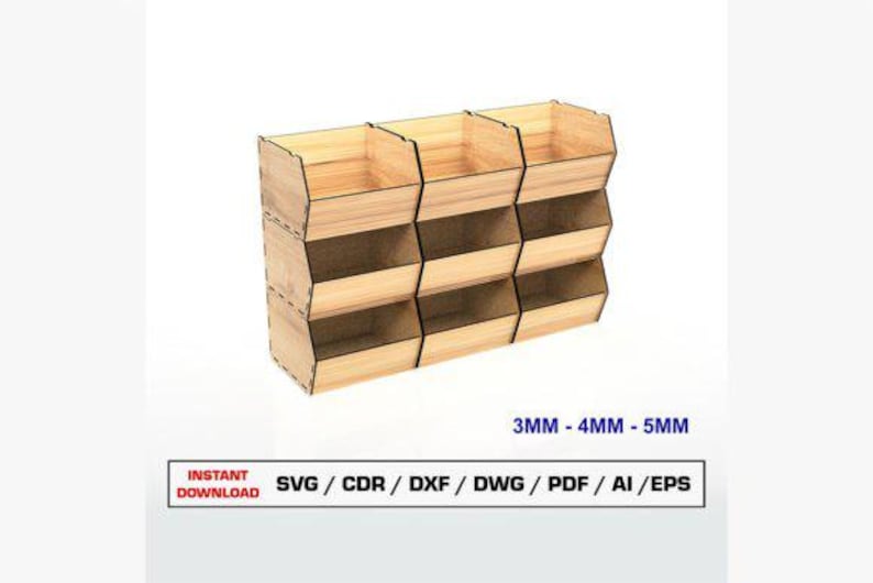 Stackable Storage Box – Laser Cut Template Svg Dxf Pdf Cdr for 3mm 4mm ...