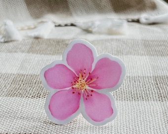 Pink Cherry Blossom Vinyl Sticker: Sakura Flower Decal, Weatherproof