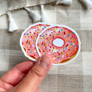 Sprinkle Donut Vinyl Sticker, Cute Dessert Sticker for Journals, Planners and Laptops
