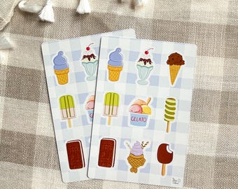 Kawaii Ice Cream Sticker Sheet: Summer Dessert Scrapbook Stickers