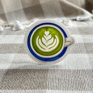 Matcha Latte Vinyl Sticker, Cute Kawaii Green Tea Sticker for Planners, Journals, and Stationery Lovers