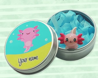 Personalised Tiny Axolotl in a Tin | Tin Pet | Small Pal Friend | Gift | Valentines | Mother's Day | Cute | Birthday | Pocket | Miniature