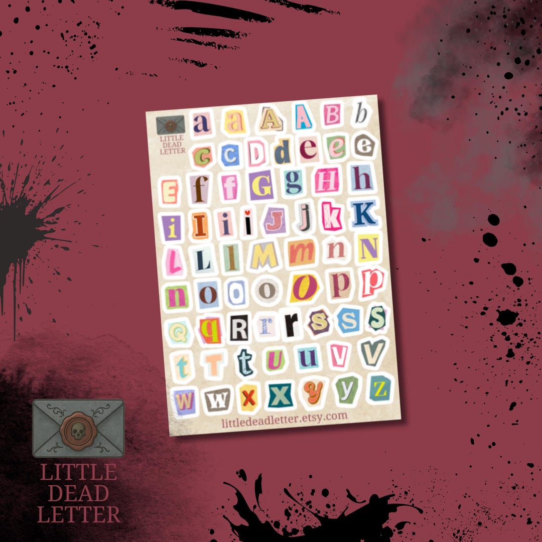 Gothic Ransom Letters Ransom Note Letters A6 Sticker Sheet | Planner Stickers | Bullet ...