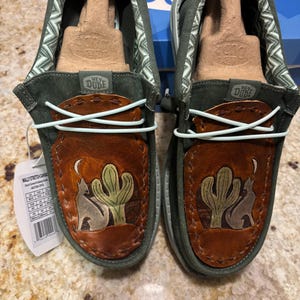 Desert Night Hey Dudes Size 10 Men’s Hand Tooled Customs by W.Robinett