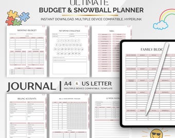 Budget and Debt Snowball Planner: Editable Canva Template (Printable PDF)