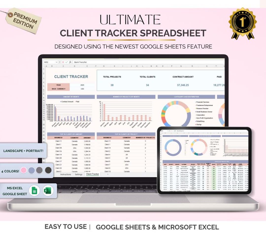 Google Sheets Client Tracker: CRM Template for Small Business (digital ...