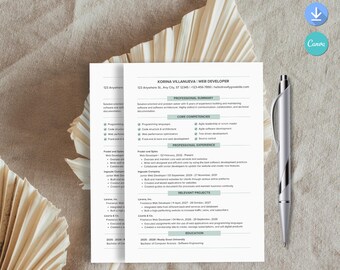 Creative Resume Template | Editable Canva Resume | Stylish CV for Designers | Instant Download