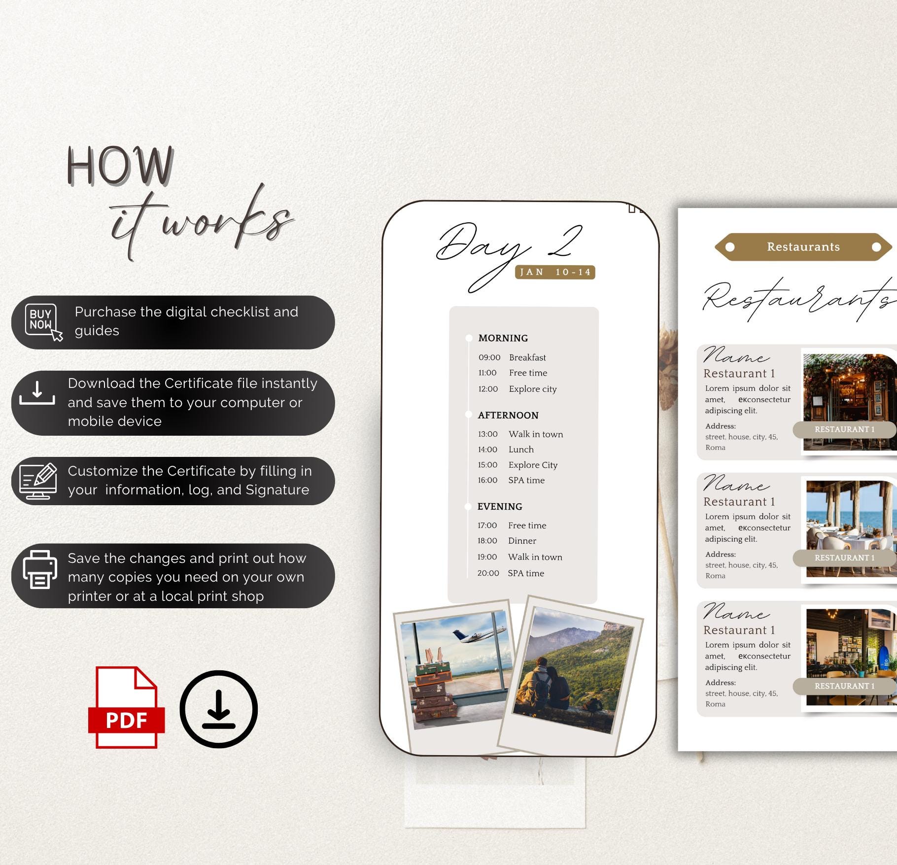 Mobile Travel Itinerary Template: Editable Canva Trip Planner (digital ...