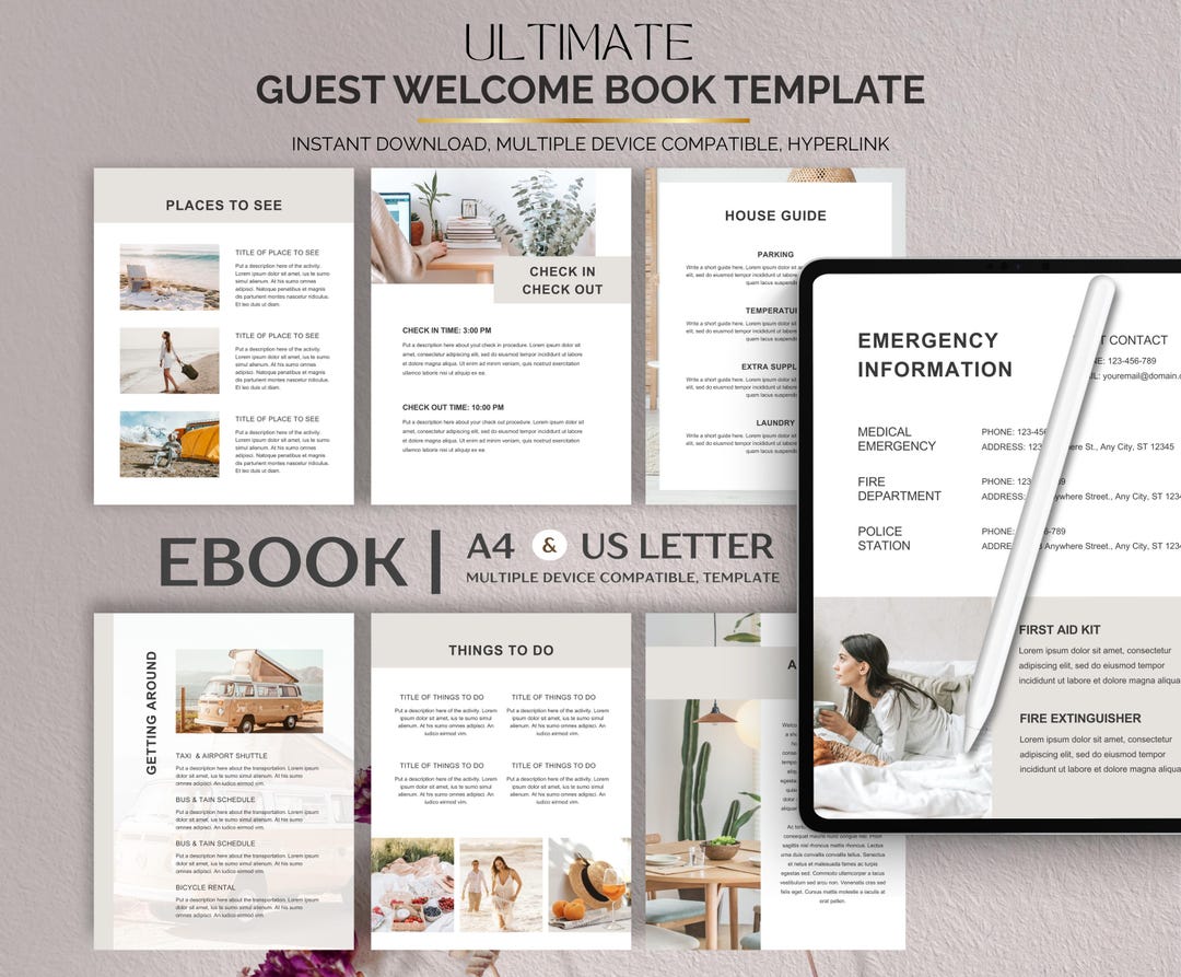 Airbnb Guest Book Template, Printable Binder PDF, Vacation