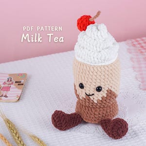 Milk Tea Crochet Pattern, Amigurumi Drink Pattern, Adorable Kawaii Drink Plushie, Handmade Plush Toy, PDF Pattern English