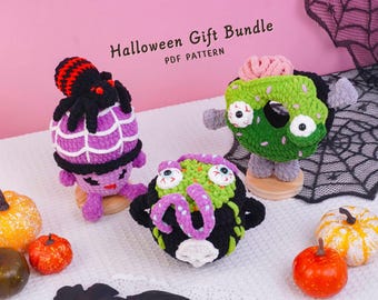 Halloween Gift Crochet Pattern Bundle, Spooky Donut Pattern, Spooky Cauldron Pattern, Spider Cake Pattern, Digital PDF Pattern